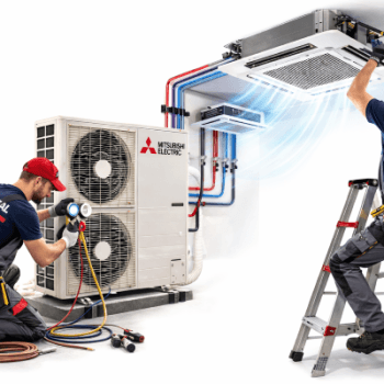 Montaj sistem VRF Mitsubishi Electric realizat profesional de Serv Instal PMC. Proiectare, instalare completă și 5 ani garanție la montaj.