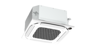 Caseta tavan Midea Breezeless+ MCA4U-12HRFNX vedere frontala cu fluxul de aer 360 grade