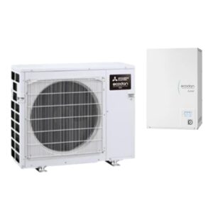Pompă de căldură Mitsubishi Ecodan Multi Comfort (split): unitate exterioară și modul hidronic de perete (fără boiler)