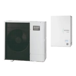 Pompă de căldură Mitsubishi Ecodan Power Inverter (split): unitate exterioară și modul hidronic de perete (fără boiler)