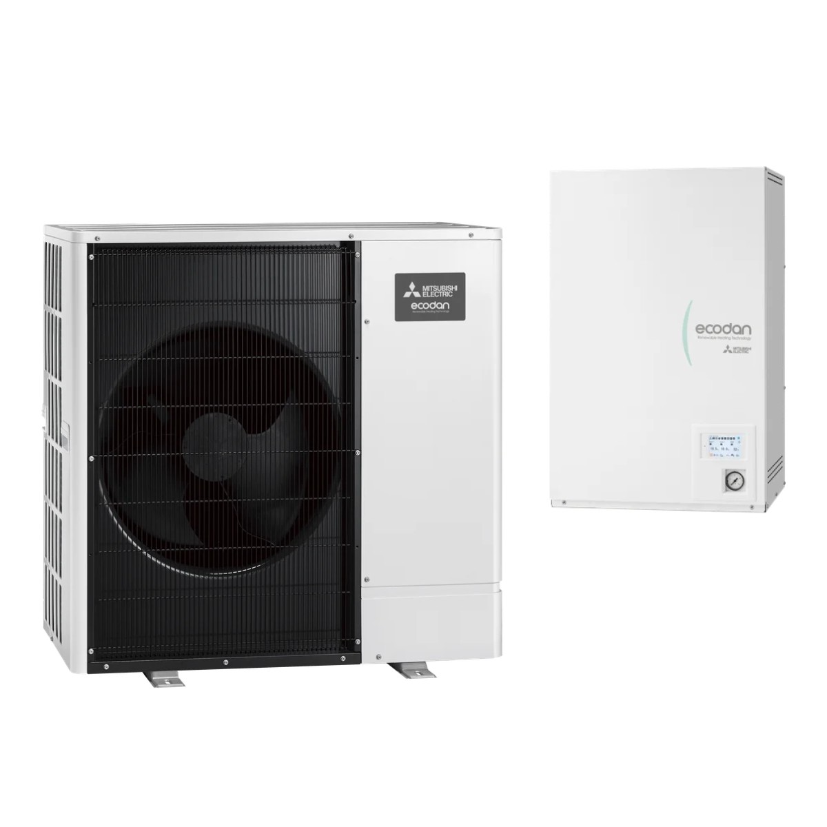 Mitsubishi Ecodan R290 (monobloc) – unitate exterioară + modul hidronic de perete (fără boiler) Pompă de căldură Mitsubishi Ecodan R290 (monobloc): unitate exterioară și modul hidronic de perete (fără boiler)