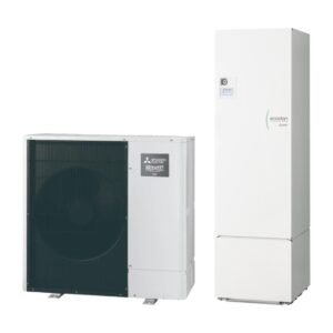 Pompă de căldură Mitsubishi Ecodan Zubadan (split): unitate exterioară și modul cu boiler 200 L