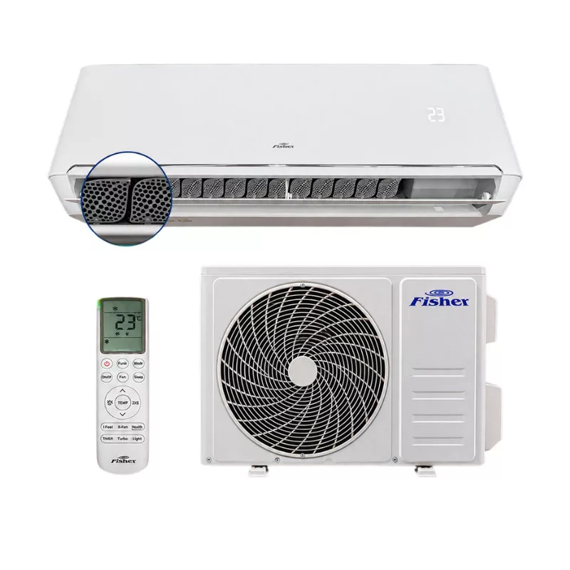 Aer condiționat Fisher Summer PRO: unitate interioară, exterioară și telecomandă Aer condiționat Fisher Summer PRO: unitate interioară, exterioară și telecomandă